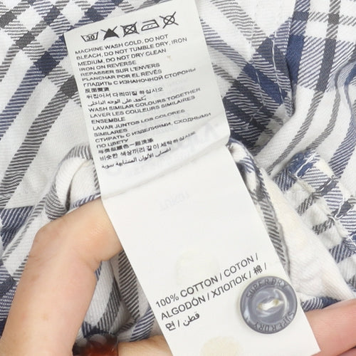 Superdry Men's Blue Check Short Sleeve Shirt, Size S