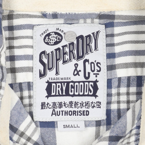 Superdry Men's Blue Check Short Sleeve Shirt, Size S