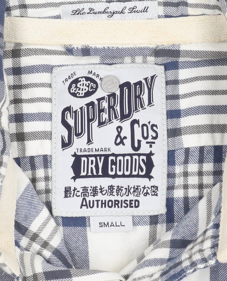 Superdry Men's Blue Check Short Sleeve Shirt, Size S