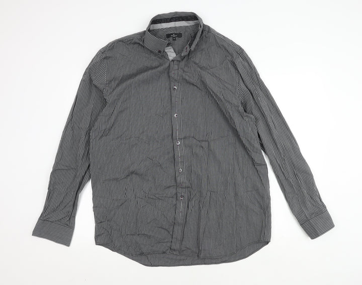 Jeff Banks Men's XL Black Striped Casual Shirt
