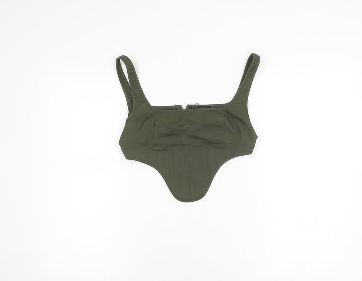 PrettyLittleThing Women's Green Camisole Crop Top UK 8