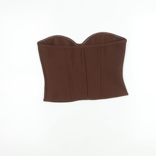 PrettyLittleThing Women's Brown Strapless Top Size 10