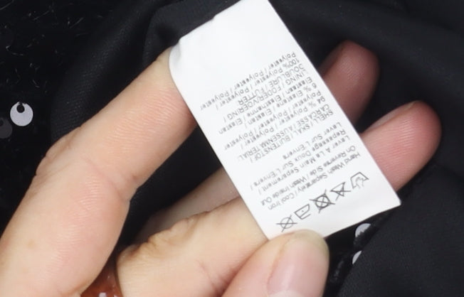 River Island Women's Black Sequin Strapless Top Size 14