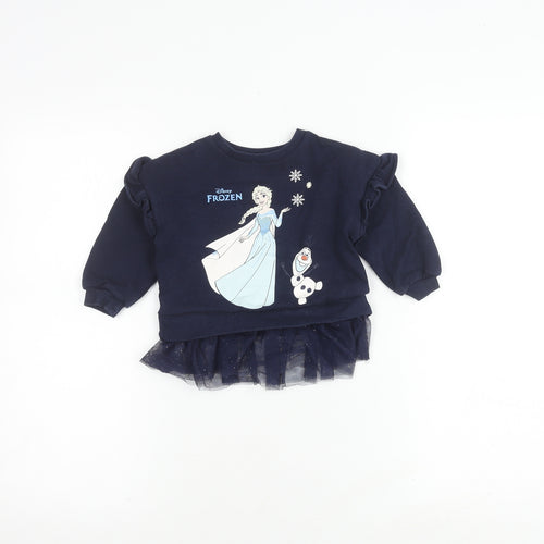 George Girls Blue Frozen Jumper 12-18 Months