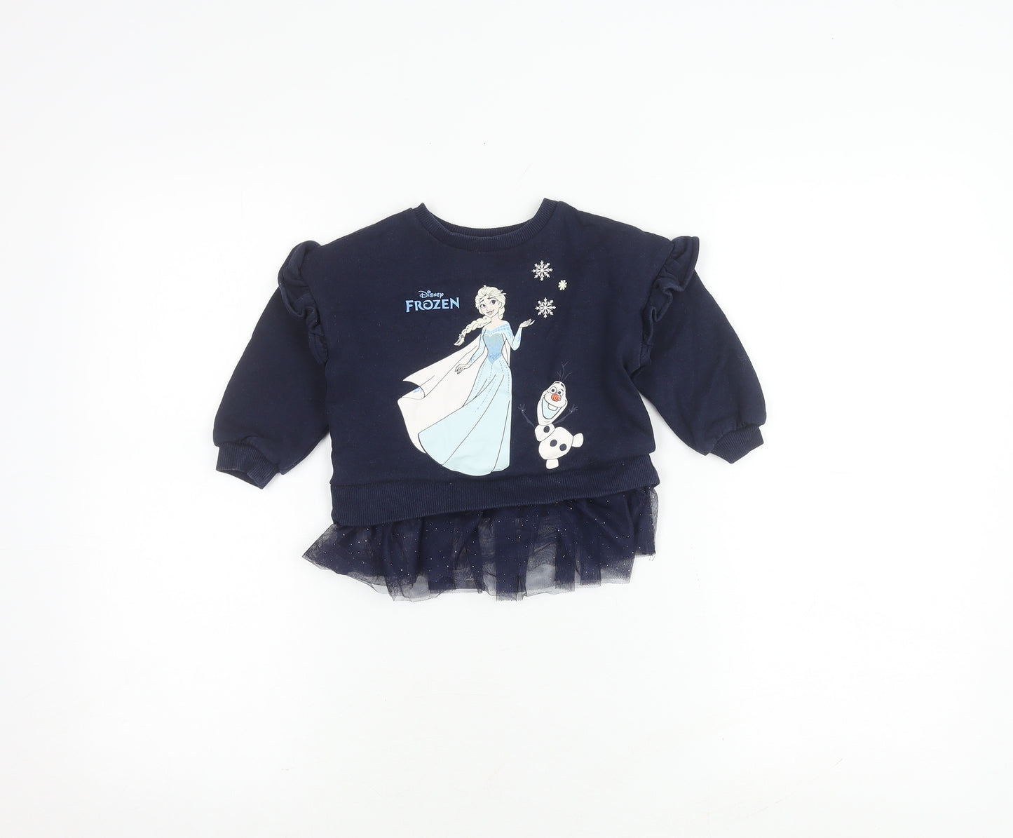 George Girls Blue Frozen Jumper 12-18 Months