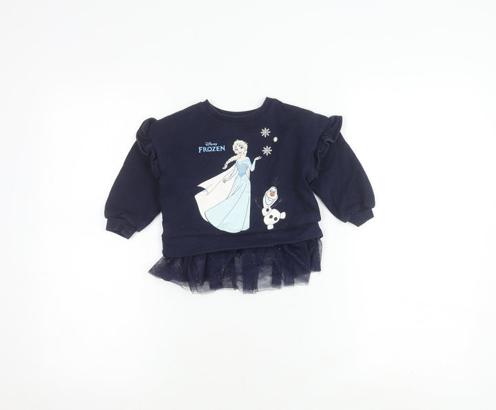 George Girls Blue Frozen Jumper 12-18 Months