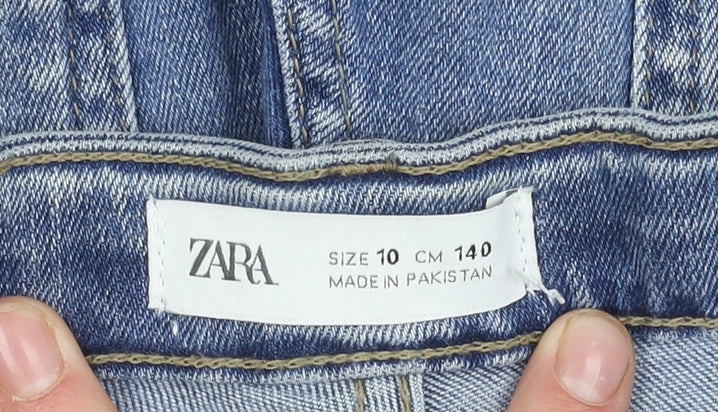 Zara Girls' Blue Skinny Jeans, Size 10 Years, Ripped Style