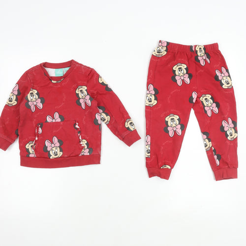 Disney Girls Red Minnie Mouse Sweater & Trousers Set 1-2 Years