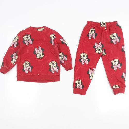 Disney Girls Red Minnie Mouse Sweater & Trousers Set 1-2 Years