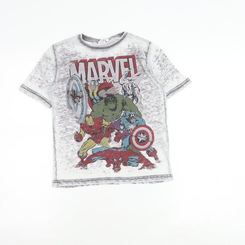 Marvel Boys Grey T-Shirt 7-8 Years Comic Superhero Crew Neck