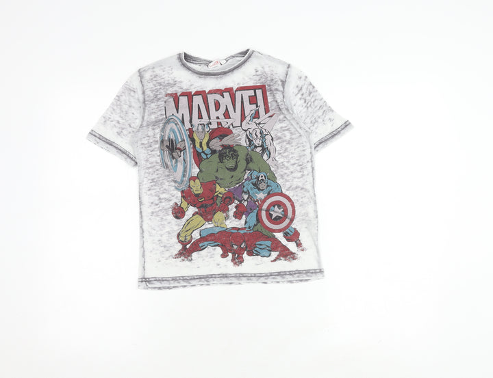 Marvel Boys Grey T-Shirt 7-8 Years Comic Superhero Crew Neck