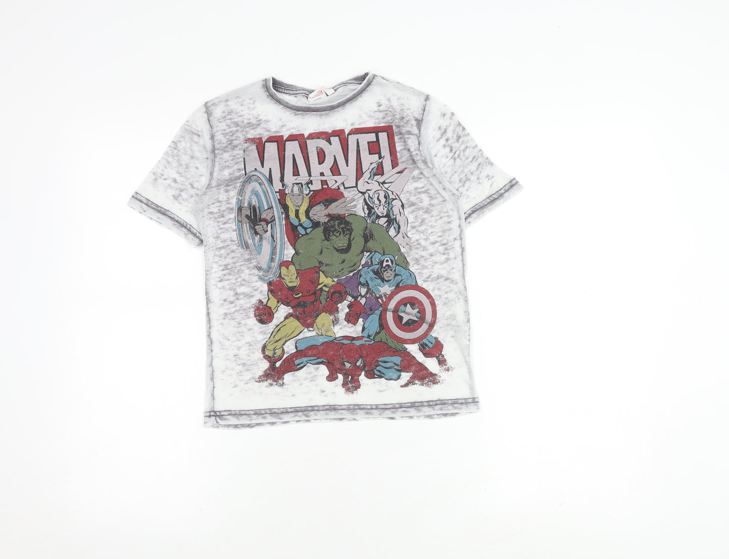Marvel Boys Grey T-Shirt 7-8 Years Comic Superhero Crew Neck