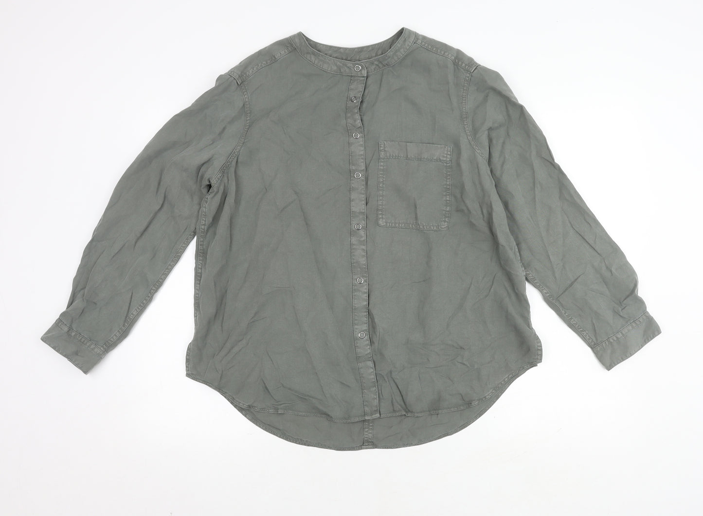 Marks and Spencer Women's Green Button-Up Shirt