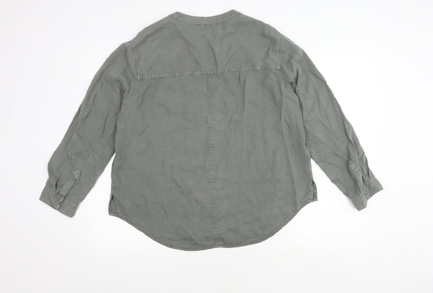 Marks and Spencer Women's Green Button-Up Shirt