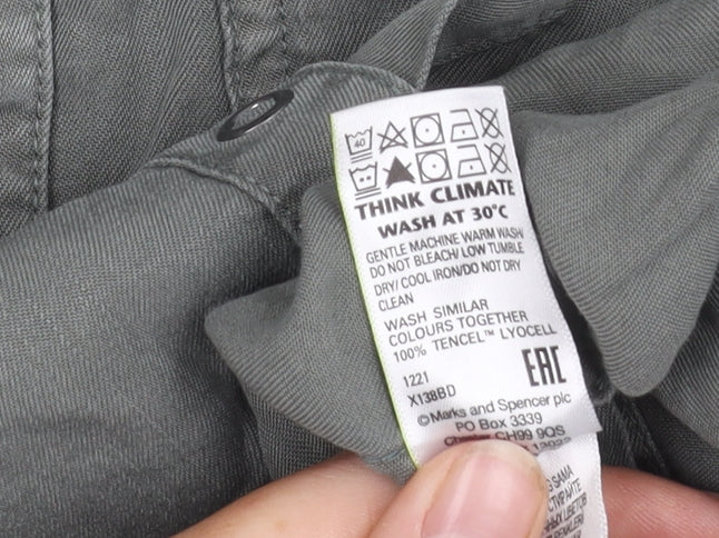 Marks and Spencer Women's Green Button-Up Shirt