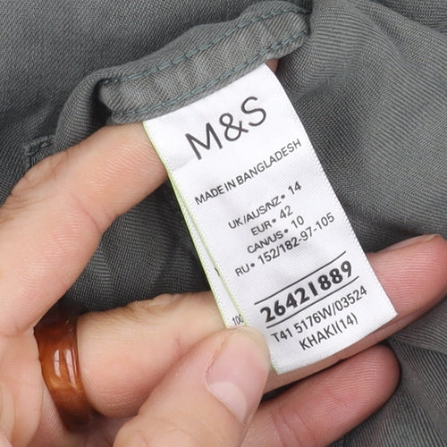 Marks and Spencer Women's Green Button-Up Shirt