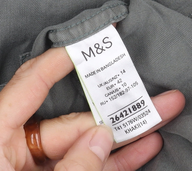 Marks and Spencer Women's Green Button-Up Shirt