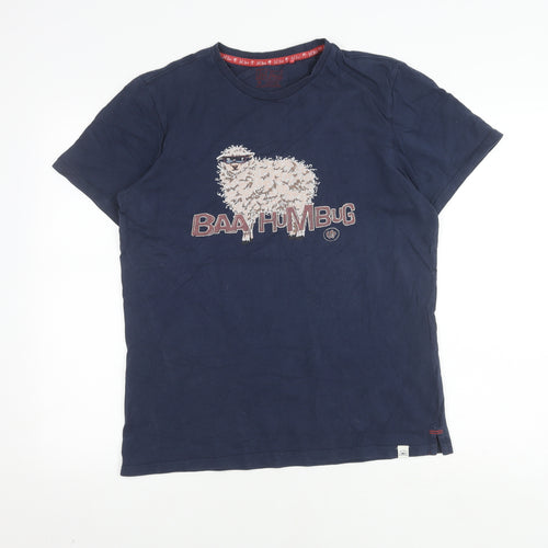 Fat Face Men's Blue Crew Neck Graphic T-Shirt Size M