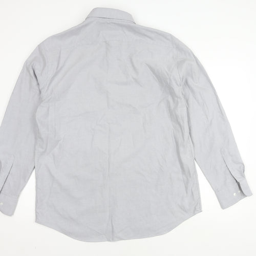 Marks and Spencer Men's Grey Oxford Shirt 17.5 Regular
