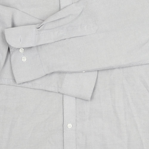 Marks and Spencer Men's Grey Oxford Shirt 17.5 Regular