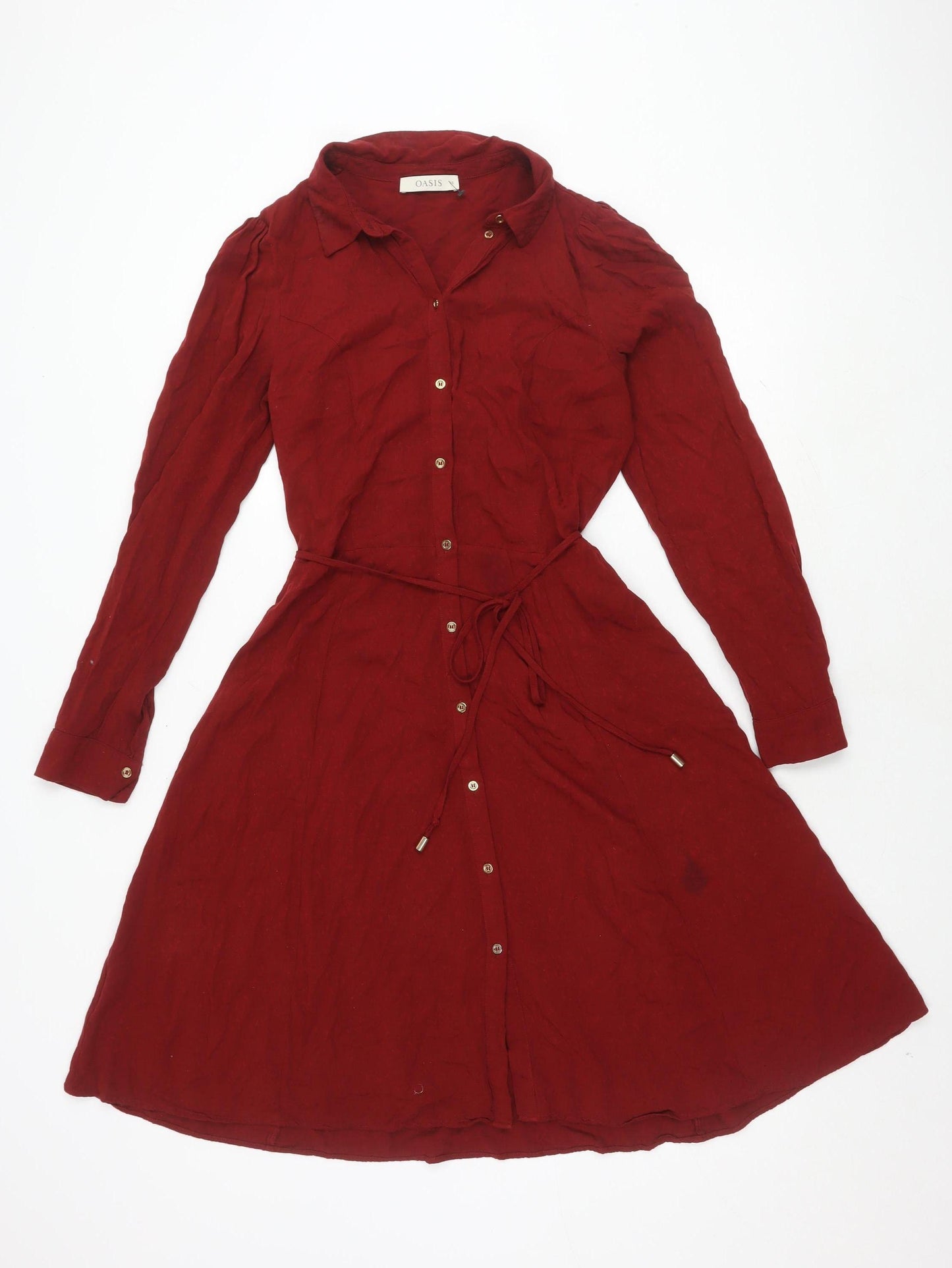 Oasis Women's Red Shirt Dress Size 10 in Viscose