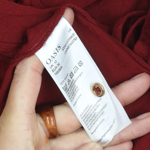 Oasis Women's Red Shirt Dress Size 10 in Viscose