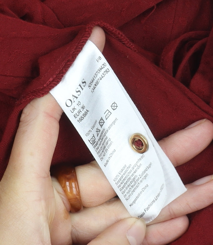 Oasis Women's Red Shirt Dress Size 10 in Viscose
