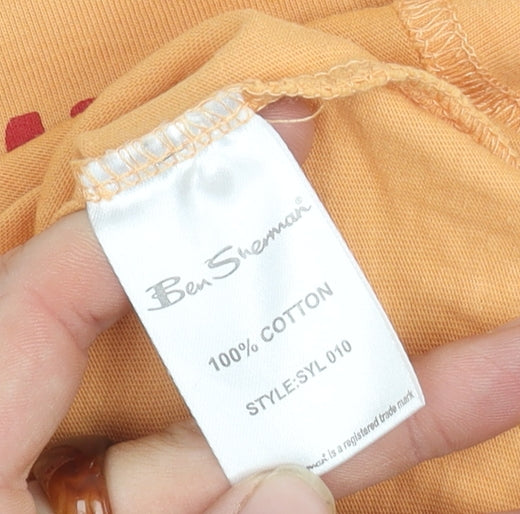 Ben Sherman Unisex Orange T-Shirt M Short Sleeve