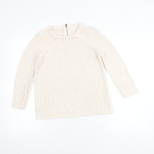 Zara Women's Ivory Chunky Knit Jumper Size S