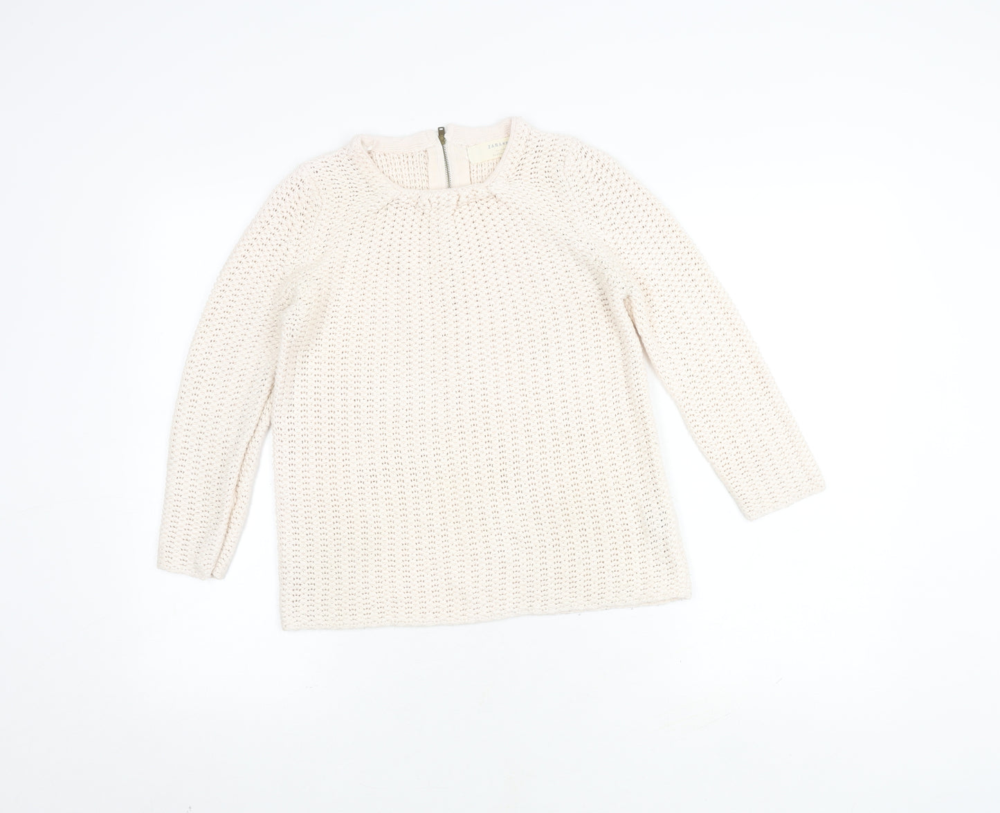 Zara Women's Ivory Chunky Knit Jumper Size S
