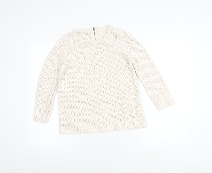 Zara Women's Ivory Chunky Knit Jumper Size S