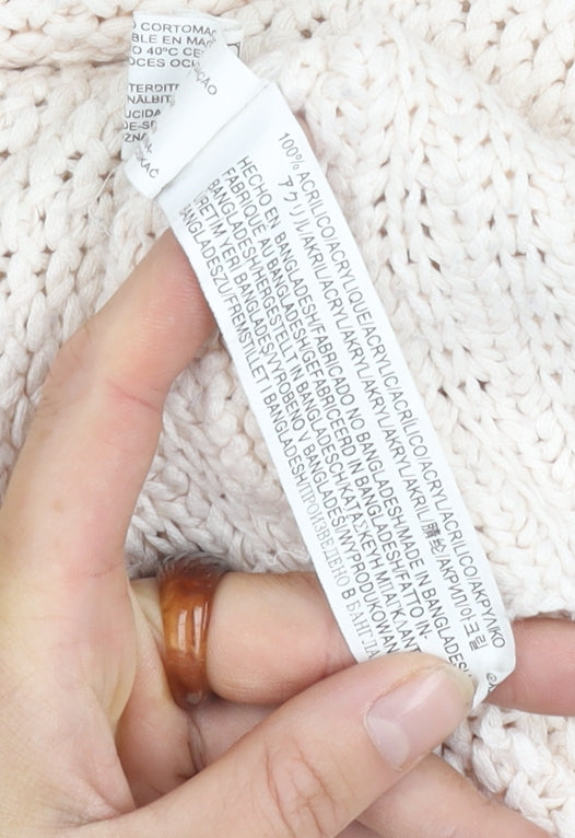 Zara Women's Ivory Chunky Knit Jumper Size S