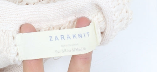 Zara Women's Ivory Chunky Knit Jumper Size S