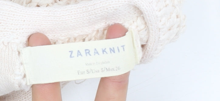 Zara Women's Ivory Chunky Knit Jumper Size S
