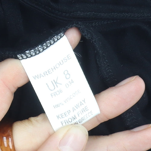 Warehouse Women's Black Midi Dress UK 8 Short Sleeve