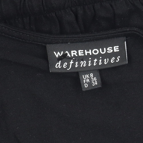 Warehouse Women's Black Midi Dress UK 8 Short Sleeve