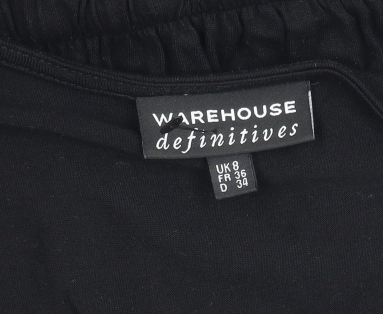 Warehouse Women's Black Midi Dress UK 8 Short Sleeve