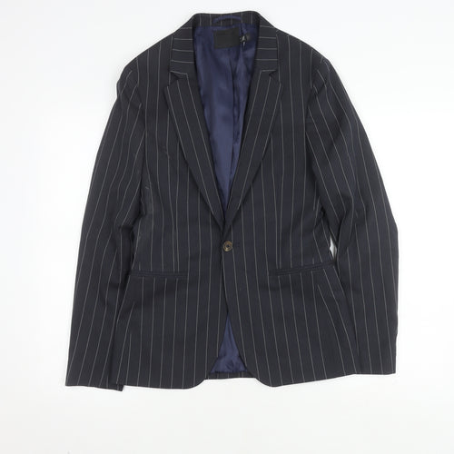 ASOS Men's Blue Striped Blazer - Size 34, Regular Fit