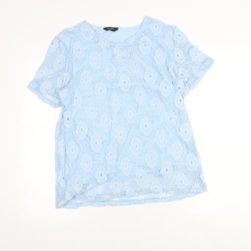 Classic Women's Blue Lace Blouse, M