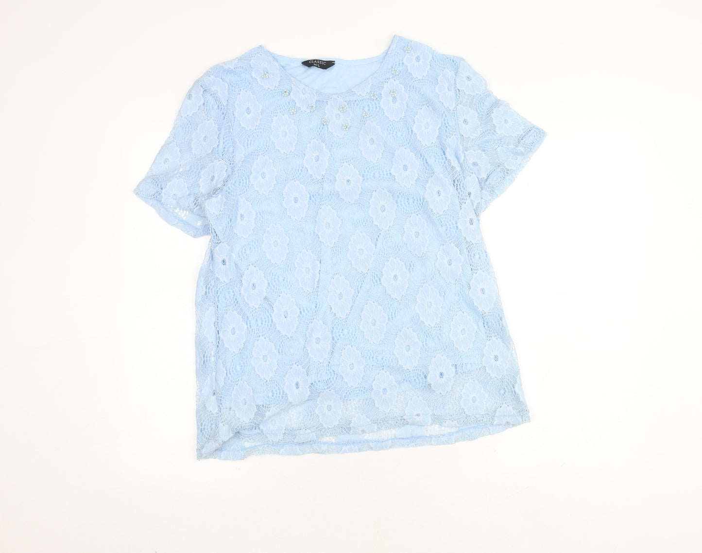 Classic Women's Blue Lace Blouse, M