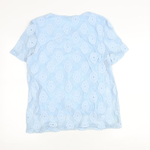 Classic Women's Blue Lace Blouse, M