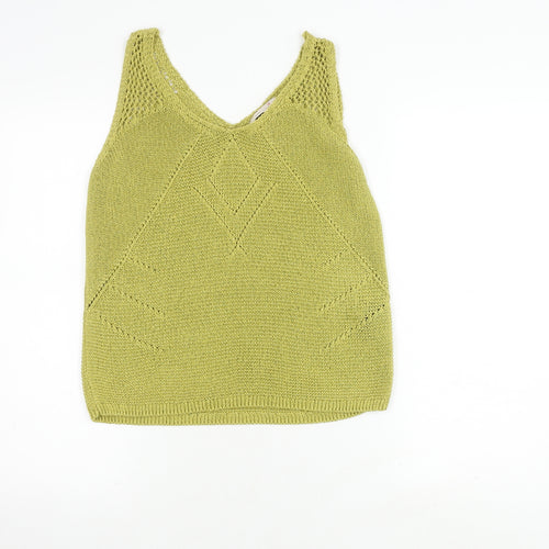 Marks and Spencer Women's Green Knit Tank Top - Size 10