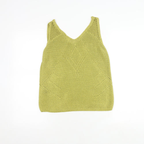 Marks and Spencer Women's Green Knit Tank Top - Size 10