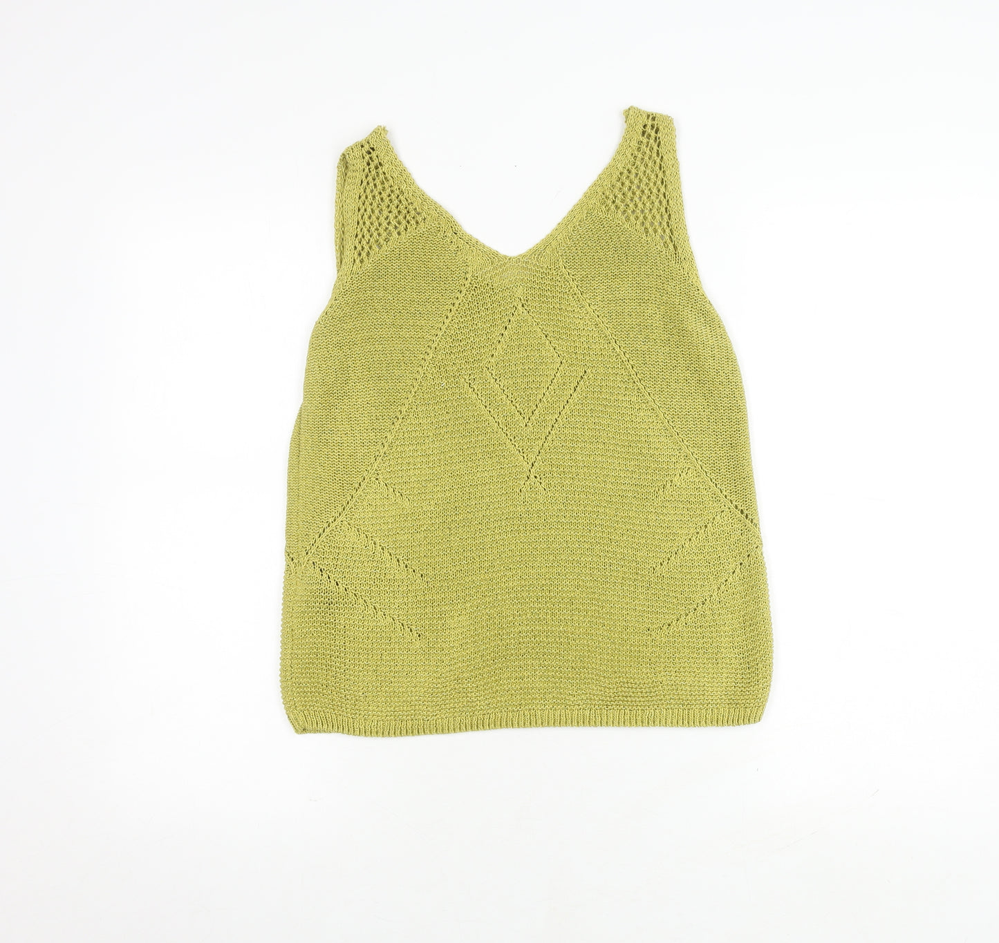 Marks and Spencer Women's Green Knit Tank Top - Size 10
