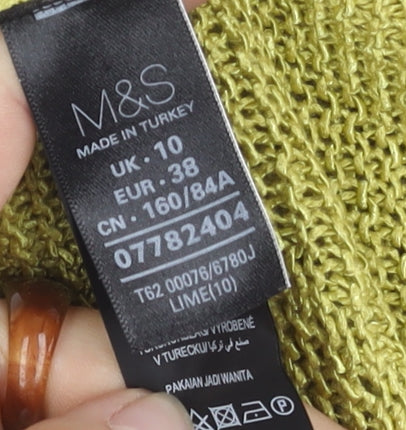 Marks and Spencer Women's Green Knit Tank Top - Size 10