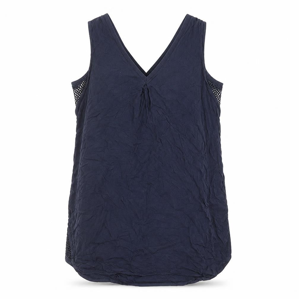 Front view of Warehouse Women's Blue Viscose Sleeveless Top, size 10