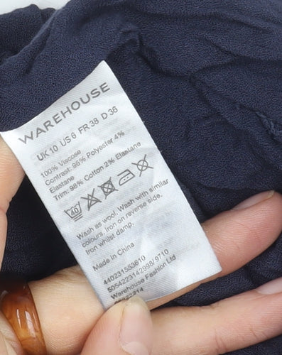 Warehouse Women's Blue Viscose Sleeveless Top Size 10