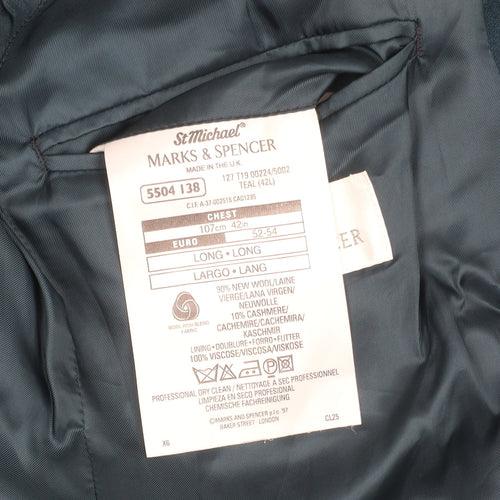 Marks and Spencer Mens Teal Wool Cashmere Blazer 42L