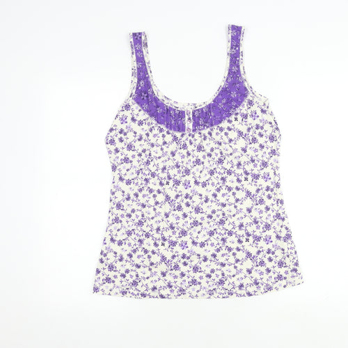 BHS Purple Floral Cotton Women's Tank Top Size 14