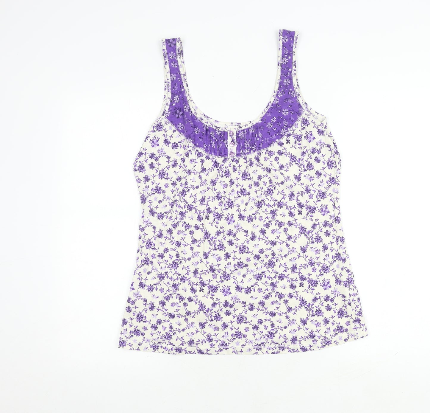 BHS Purple Floral Cotton Women's Tank Top Size 14